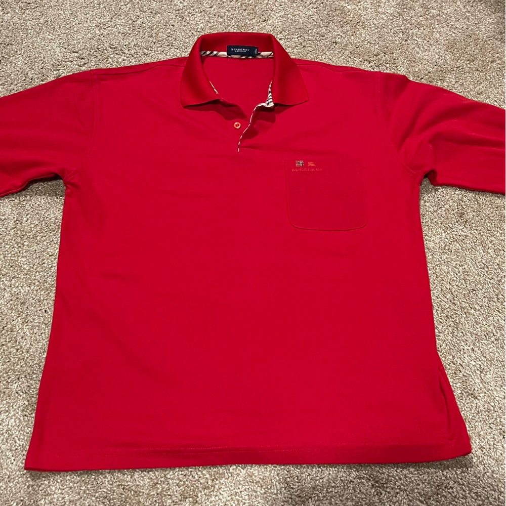 Burberry London Red Check Long Sleeve Polo XXL Men's